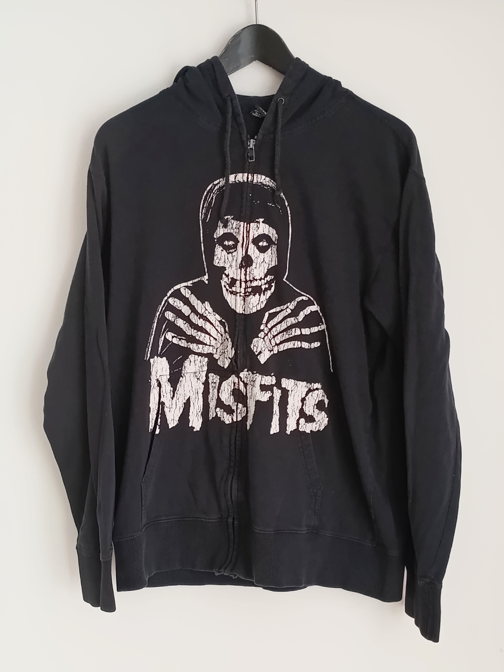 Vintage 2006 Misfits Cinderblock Y2K Lightweight Zip-Up Hoodie Black Sz M